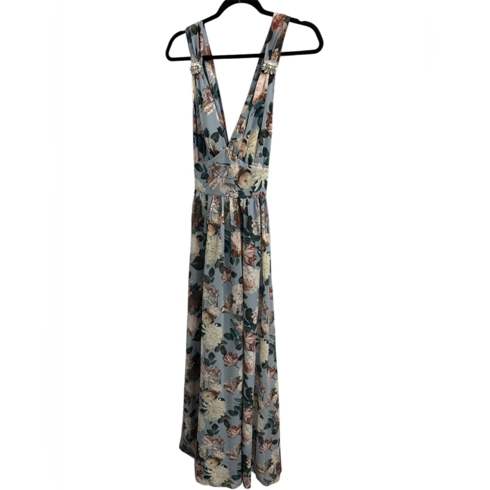NWT Sachin & Babi Size 8 Embellished Kenzia Floral Blue Gown - Picture 11 of 15